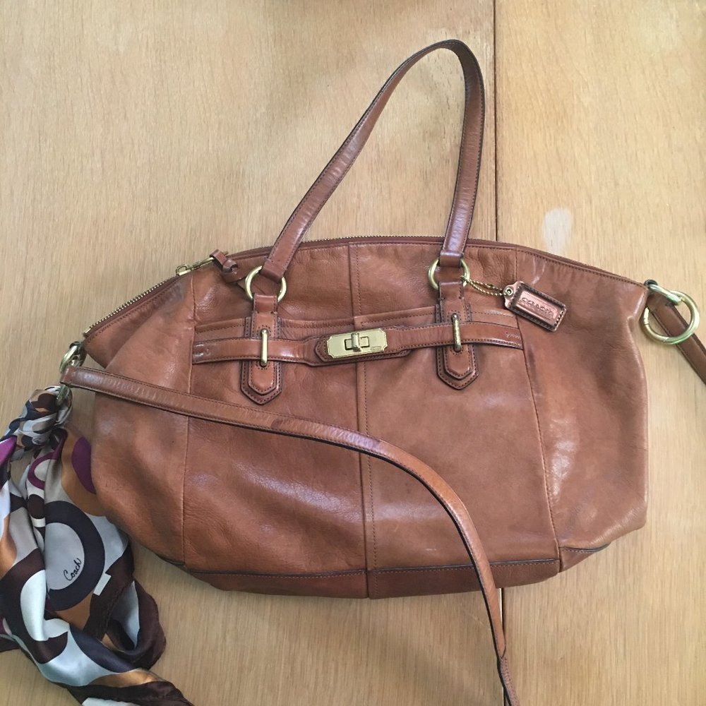 Brown leather Coach bag
